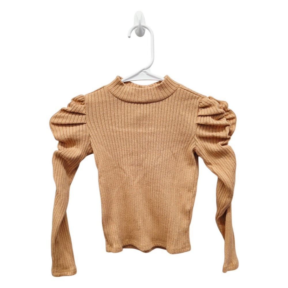 Janie and Jack Girls Size 4 Gold Ribbed Ruffle Puff Sleeve Sweater 2020
